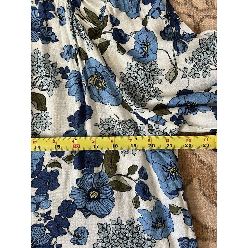LUCKY BRAND Women's Blue Floral Bohemian Peasant Tassel Blouse Top Sz XL NWT - Picture 11 of 12